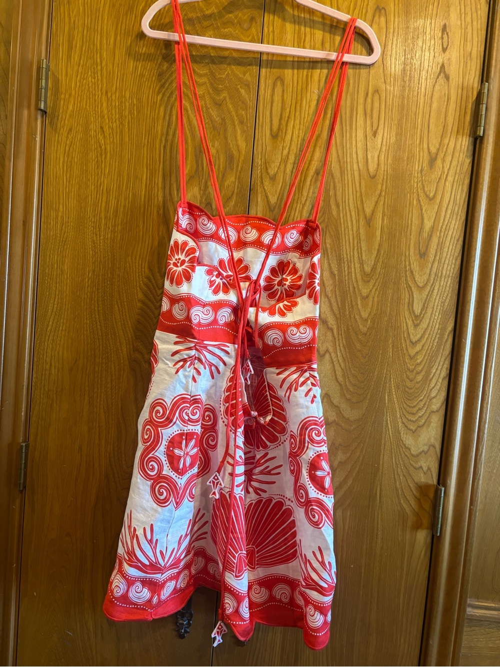 FARM Rio Ainika Shell Red White Nautical Mini Dress XL NWT - Picture 4 of 5